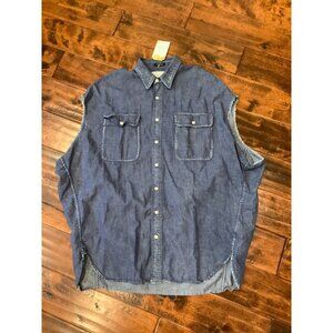 R13 Blue Sleeveless Casual Button Down Shirt